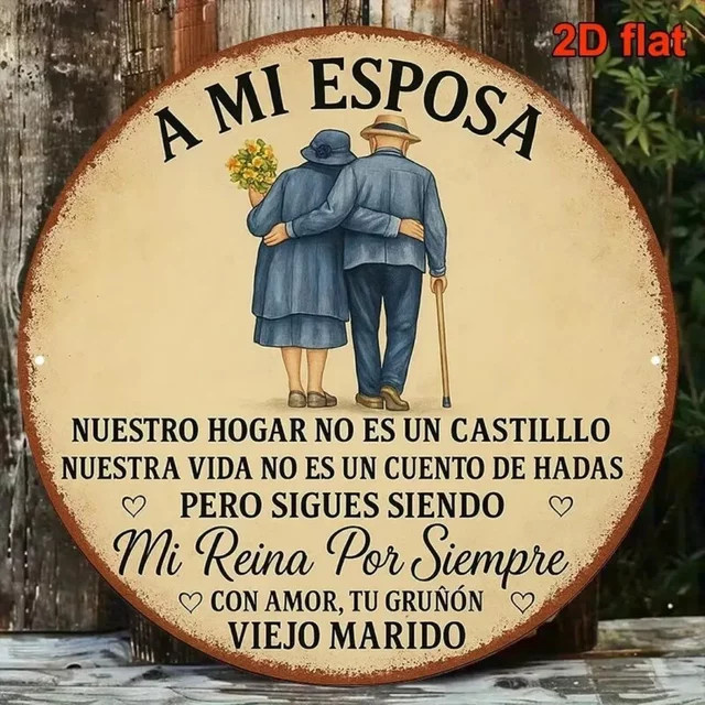 CIFBUY Vintage Metallschild A Mi Esposa Mi Reina Por Siempre als romantische Wandkunst für dein Jubiläum - Bild 1