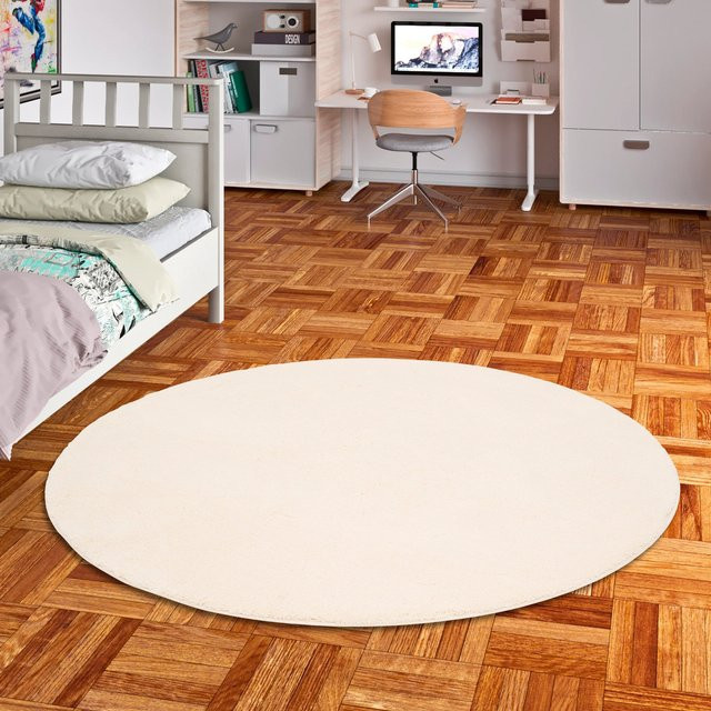 Pergamon Silky Kids Kinder Hochflor Teppich Rund, Beige, Polyester - Bild 1
