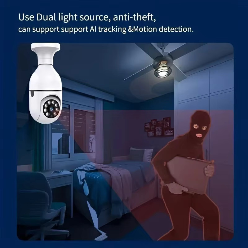 2er-Set Ease Life WiFi Überwachungskameras für den Außenbereich mit 360 Grad Rundumschutz, E27-Lichtfassung, 5 GHz WLAN und LED-Funktion in Weiß - Bild 4
