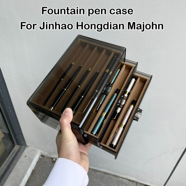 Mehrstöckiger Stift-Organizer in Braun für 15 Stifte als Sammlervitrine und Schreibwaren-Präsentationsbox - Bild 1