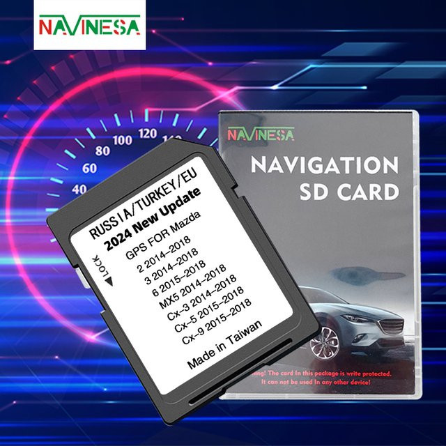 NAVINESA GPS SD-Karte mit 16 GB für Mazda 2/3/6/CX3/CX5/CX9/MX5 inklusive Navigationskarten für EU, Russland und Türkei (Modell 2024) - Bild 1