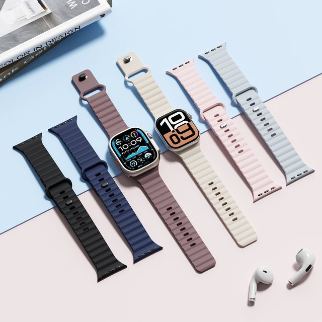 Sportarmband Silikon, Schwarz, Unisex, für Apple Watch - Bild 1