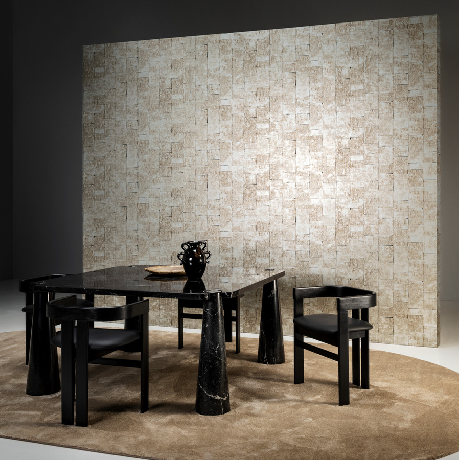 Arte International Wallpaper Gilded Heritage in Antique Silver mit geometrischem Abstract-Design aus Vinyl - Bild 2