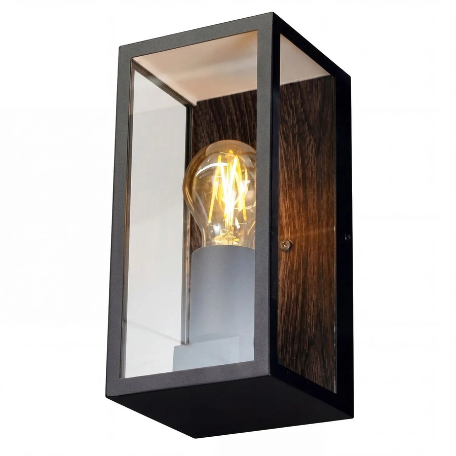Licht-Erlebnisse Außenleuchte Schwarz aus Aluminium und Glas, Eckiges Wanddesign, IP44, E27, Höhe: 23,6 cm - Bild 2