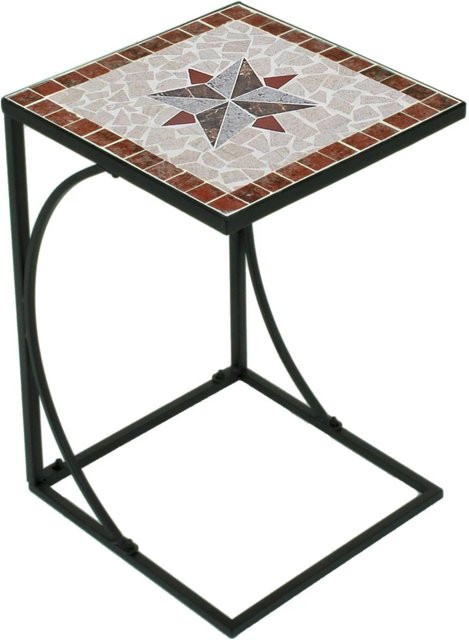 DELUKE Gartentisch TARIK Beistelltisch aus Stahl mit Mosaik in Schwarz, B/T/H: 35 x 35 x 53 cm - Bild 1