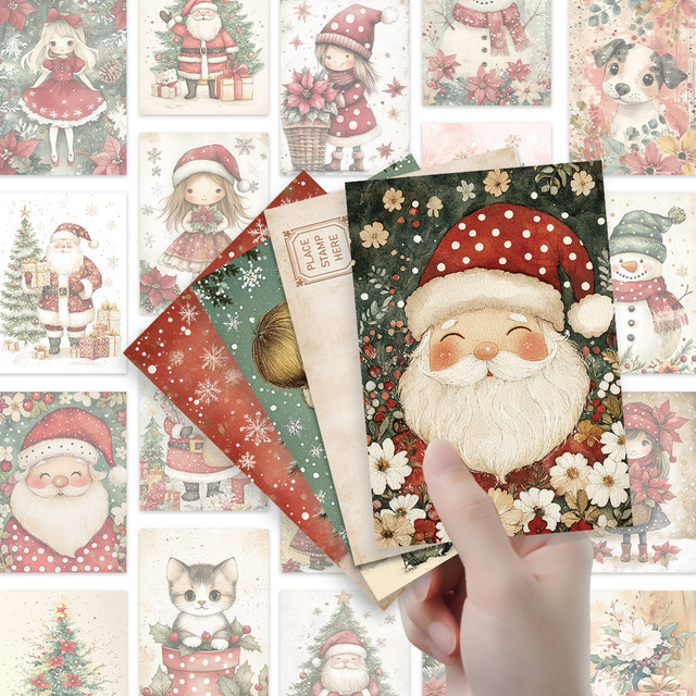 32 Stück Weihnachtliche Papierpostkarten mit gepunktetem Design in Mehrfarbig für Mädchen und Studenten - Bild 1