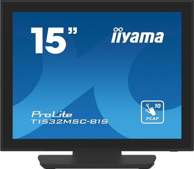 iiyama ProLite T1532MSC-B1S Touchmonitor in Schwarz mit 38,1 cm Display, Projected Capacitive, 1024x768 Pixel Auflösung, HDMI und DisplayPort - Bild 1