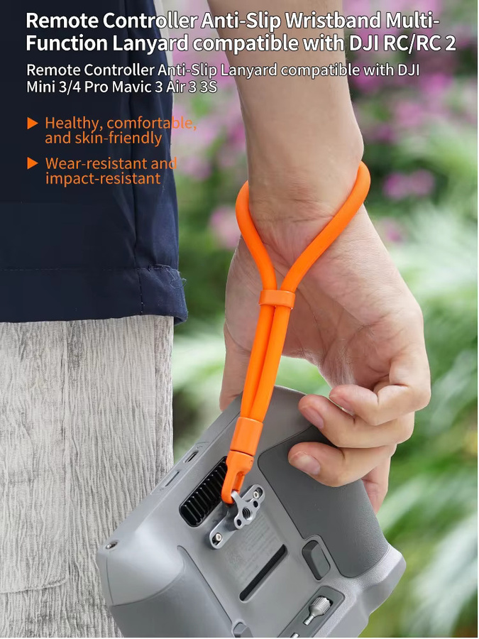 DJI Silikon Handgelenk Strap mit Metall Haken und Schnalle für DJI RC und DJI RC2 Fernbedienung, Schwarz - Bild 5