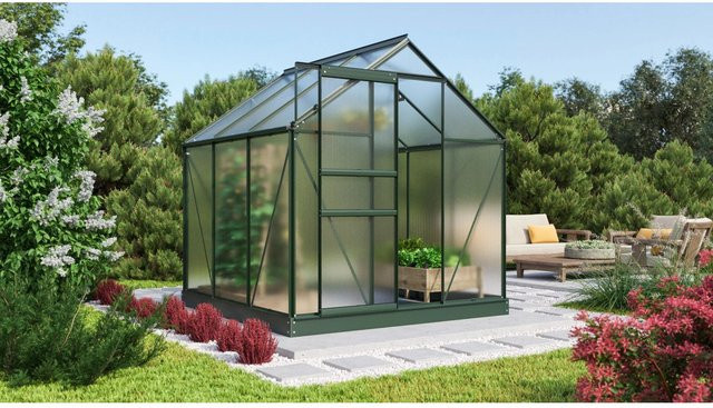 Vitavia Gewächshaus Comet 3800 HKP Smaragd Comfort-Set mit Polycarbonat-Platten, Schiebetür und Regenrinnen - Bild 1
