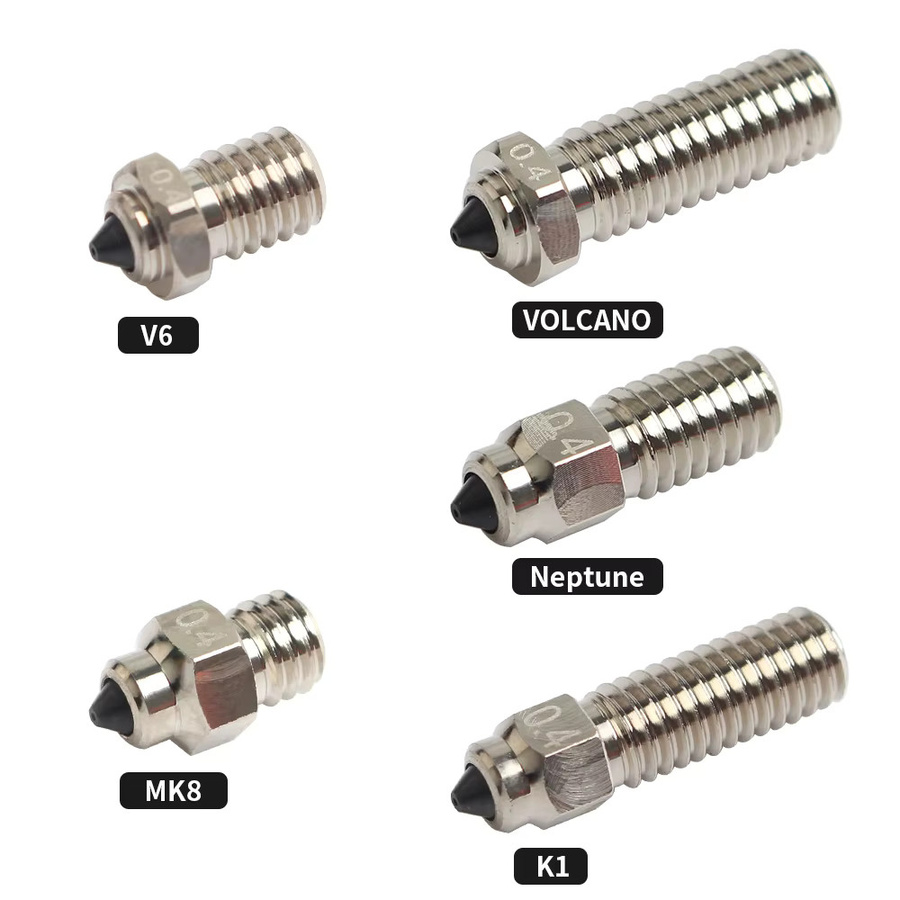 FYSETC Bimetall-HC-Düse aus gehärtetem Stahl und Kupfer für V6, Volcano, MK8 sowie Neptune4 und K1 3D-Drucker, Farbe: Silber - Bild 2