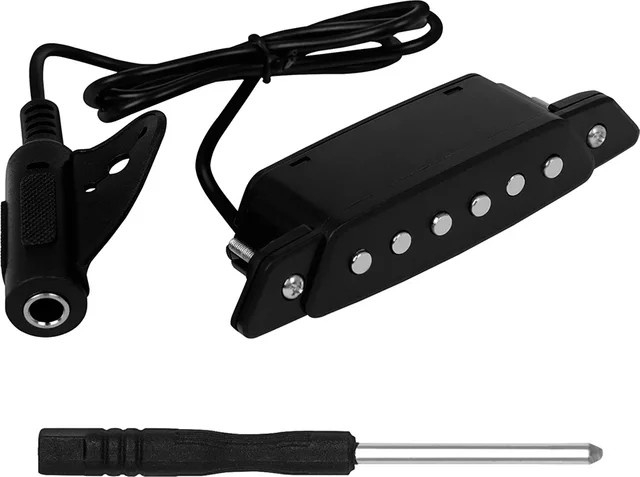 IRIN Magnetischer Gitarren-Schallloch-Tonabnehmer für klassische Akustikgitarren in Schwarz inklusive Verbindungsdraht und Schraubendreher - Bild 1