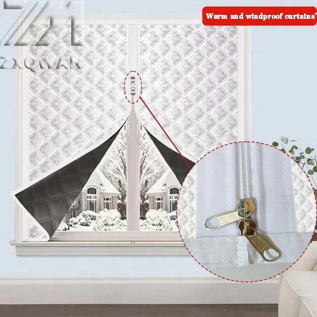 Winddichte und isolierende Baumwollvorhänge mit Reißverschluss zur Kälteisolierung für deine Fenster - Bild 1