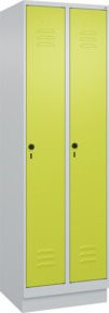 C+P Wäsche-Spind Classic PLUS mit Sockel, 2 Abteile, Stahlkonstruktion, grau/grün, H x B x T: 195 x 60 x 50 cm - Bild 1