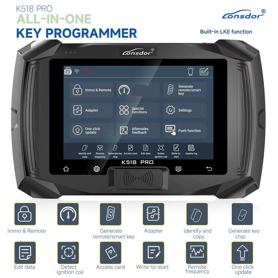 Lonsdor K518 PRO Vollversion Schlüsselprogrammiergerät mit integriertem GM CAN FD und Toyota Emulator in Schwarz - Bild 4