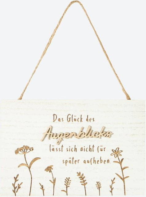 NKD Deko-Schild mit Spruch aus Holz in Weiß, B: 14 cm, H: 21 cm - Bild 1