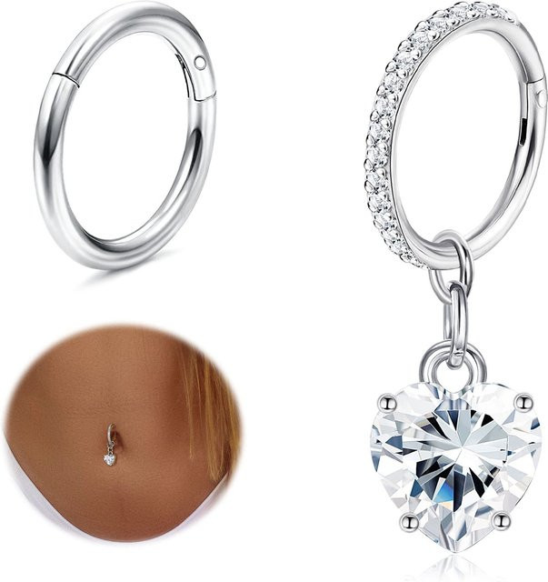 Bobisty Bauchnabelringe, Edelstahl, Zirkonia, Damen, Silber - Bild 1