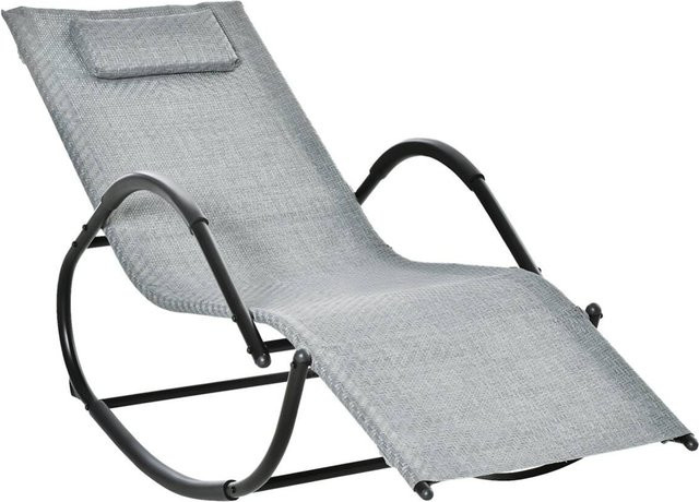 Outsunny Schaukelstuhl aus Metall in Grau für Garten, Balkon und Terrasse, B/H/L: 160 x 79 x 61 cm - Bild 1