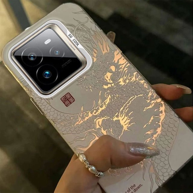 Stoßfeste TPU Schutzhülle mit Drachen-Design für OPPO und Realme in Silber - Bild 1