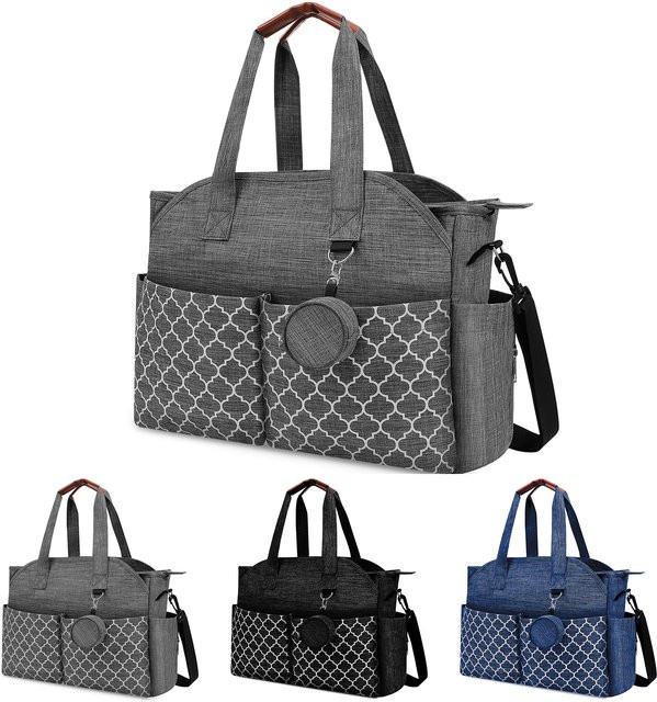 Wasserdichte Windeltasche als Schultertasche für Babys in Grau mit großer Kapazität - Bild 1