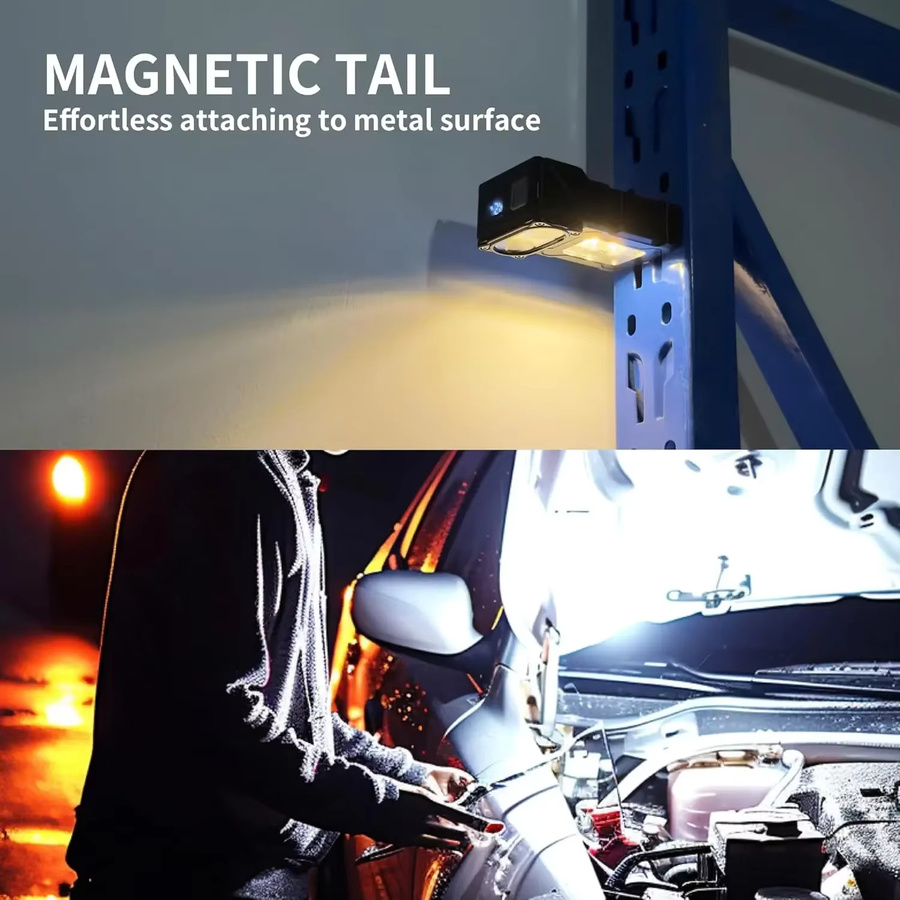 XIWANGFIRE MINI USB wiederaufladbare LED-Taschenlampe in Schwarz mit Magnet und COB-Notlicht - Bild 3