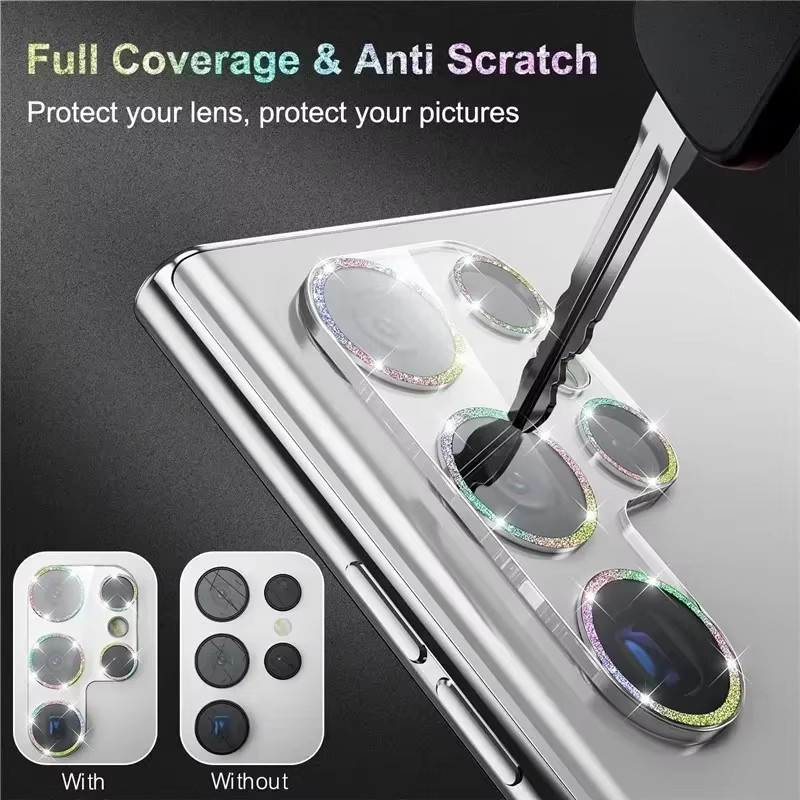 Objektivschutz für Samsung Galaxy S26 S25 S24 S23 S22 Ultra Plus Kameraobjektivschutzfolie Full Cover HD Bling Glitter Diamond in Silber/Multicolor - Bild 4