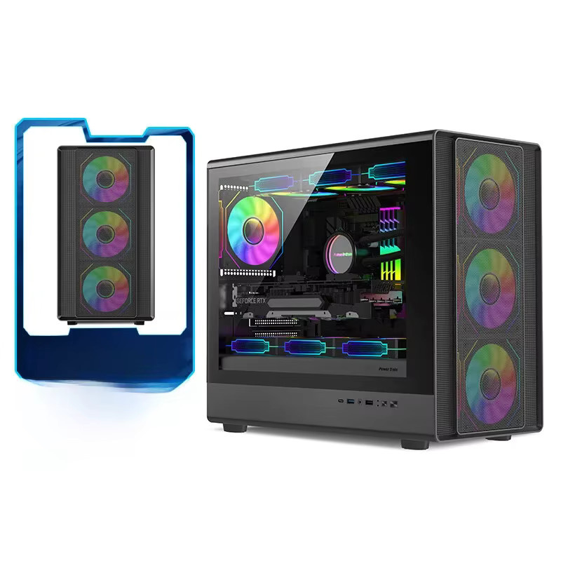 Power Train N1 MATX ITX PC-Gehäuse mit Glasseite und 360-Grad-Mesh-Belüftung in Transparent/Schwarz - Bild 4