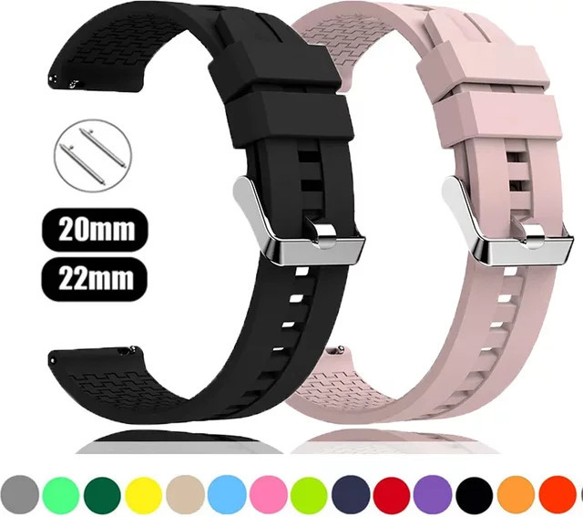 Uhrenarmband Silikon, Schwarz, Unisex, 20 mm, 22 mm - Bild 1