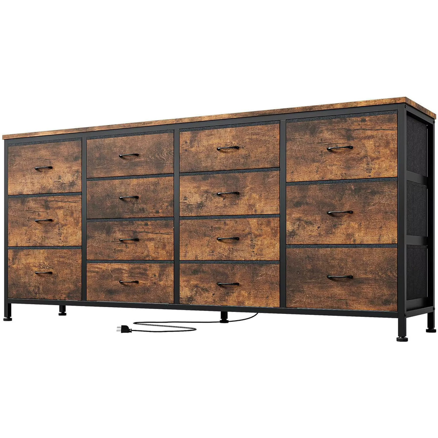 HiMISS Moderne TV-Kommode mit 14 Schubladen und Steckdosen, Platzsparende Stoffkommode mit Metallgestell für Wohnzimmer, Schlafzimmer oder Kinderzimmer, B/T/H: 160 x 35 x 75 cm - Bild 5