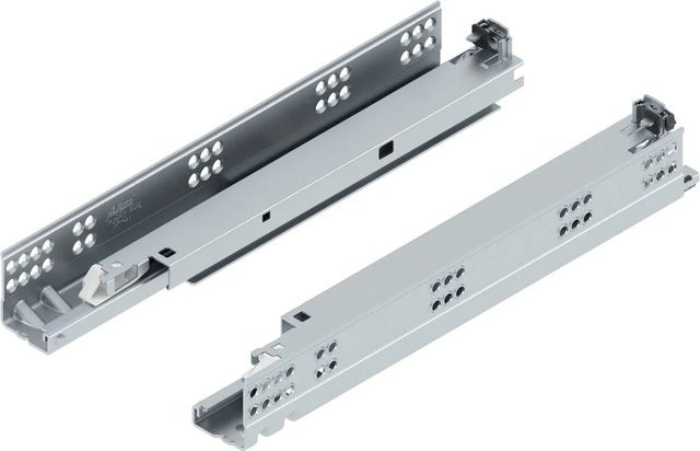 Blum Unterbodenführung Tandem Tip-On 560H mit Push-to-Open Funktion, Stahl verzinkt, Farbe: Silber, Länge: 350 mm - Bild 1