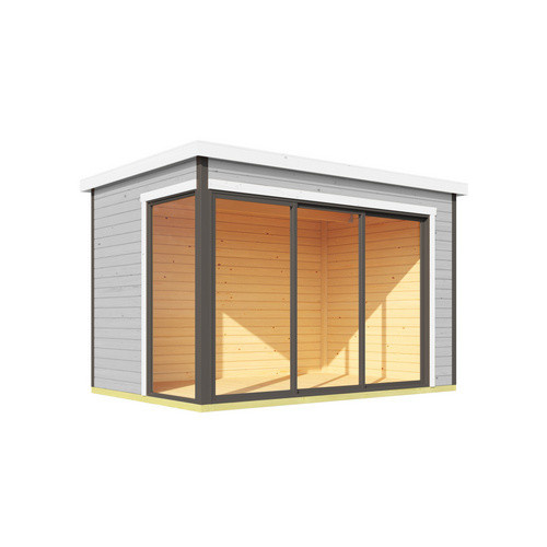 Blockbohlenhaus Lasita Austin in Grau mit Außenmaßen B: 379,6 cm, H: 239,4 cm, T: 259,6 cm - Bild 2
