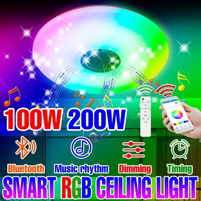 CanLing Smart LED RGB Deckenleuchte mit integriertem Lautsprecher, 200W, Bluetooth App-Steuerung und Fernbedienung - Bild 1