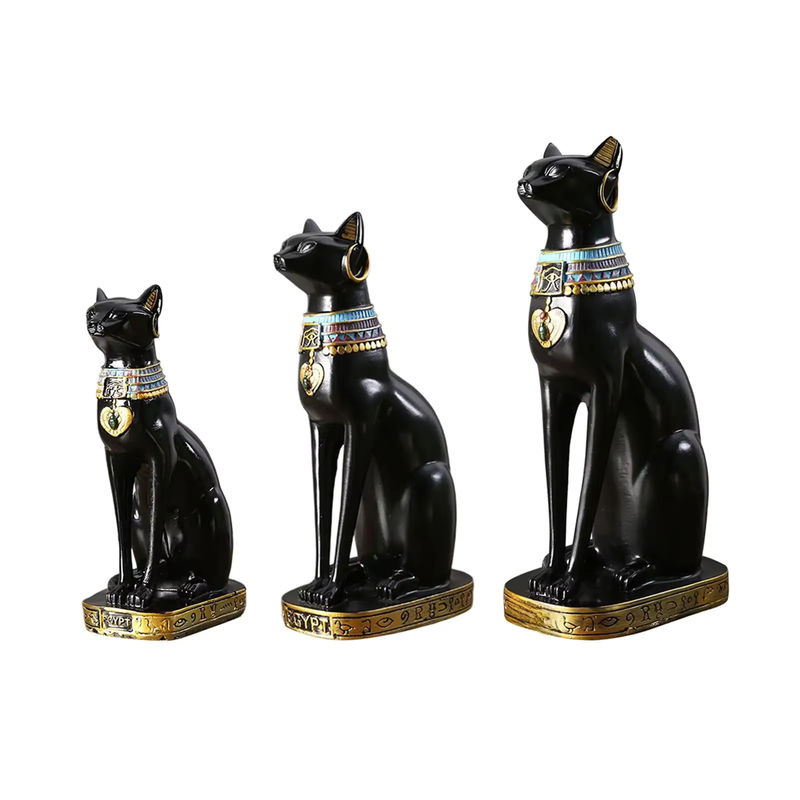 Homyl Bastet Statue Ägyptische Katze Göttin als schwarzes Ornament aus Kunstharz, Höhe: 23,5 cm, Breite: 23,5 cm, Tiefe: 9 cm - Bild 7