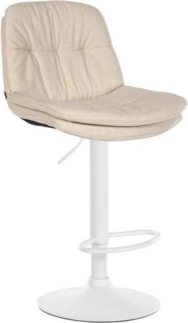 DELUKE Barhocker MITUN in Creme Weiß, höhenverstellbarer Barstuhl mit Lehne und 360 Grad Drehsitz, Stoff und Metall, B/T/H: 46 x 54 x 92 cm - Bild 1