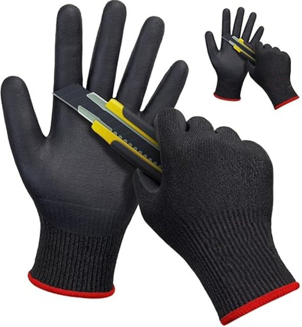 12 Stück Nitrilbeschichtete Sicherheits-Arbeitshandschuhe in Schwarz, rutschfeste und langlebige Handschuhe für Bau, Industrie und Gartenarbeit, Größe M - Bild 1