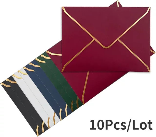 10er Packung Vintage Einladungskarten und Umschläge für Hochzeiten und Partys in Schwarz und Mehrfarbig - Bild 1