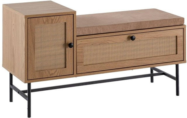 Wohnling Schuhbank Rattan in Natur Braun B/H/T: 100 x 60 x 38 cm - Bild 1