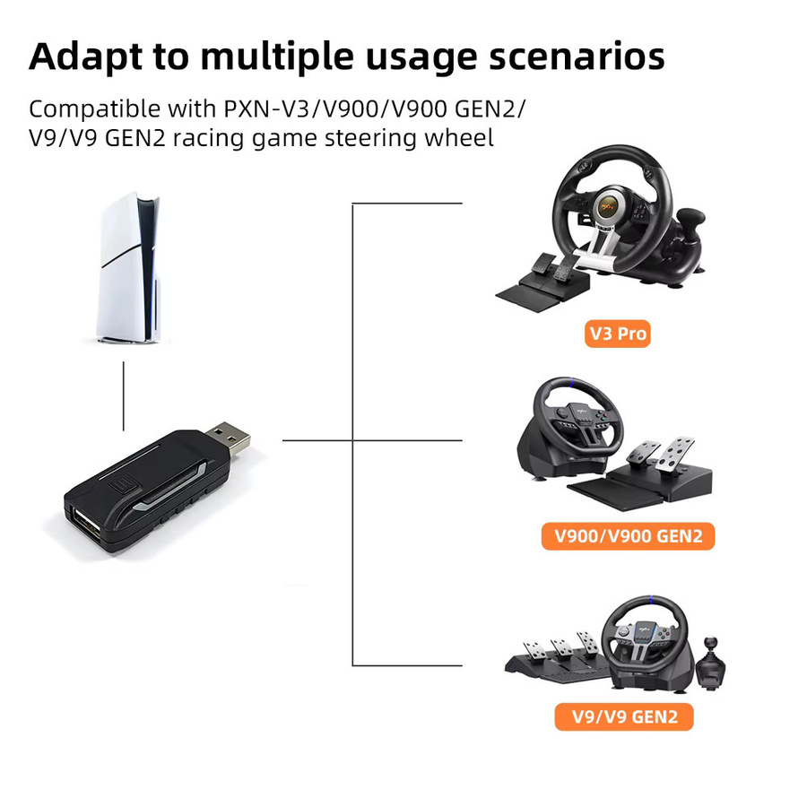 PXN N7 Rennlenkrad-Konverter Adapter für PlayStation, kompatibel mit PXN-V3, PXN-V900 und PXN-V9 GEN2, Schwarz - Bild 4
