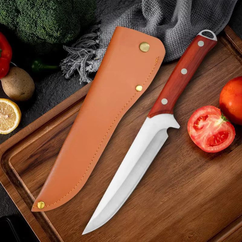 InLeung Handgeschmiedetes Allzweckmesser mit Holzgriff und Schutzhülle - Bild 1