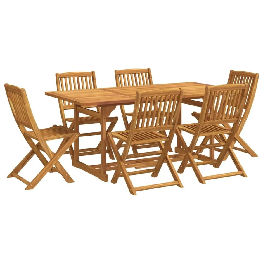vidaXL Garten-Essgruppe aus Akazien-Massivholz, 7-teilig, braun, B/T/H: 180 x 90 x 75 cm - Bild 2