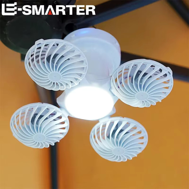 ESMARTER Solar-Ventilatorleuchte mit LED, wiederaufladbar und weiß, zur Wandmontage für Garten und Camping - Bild 4