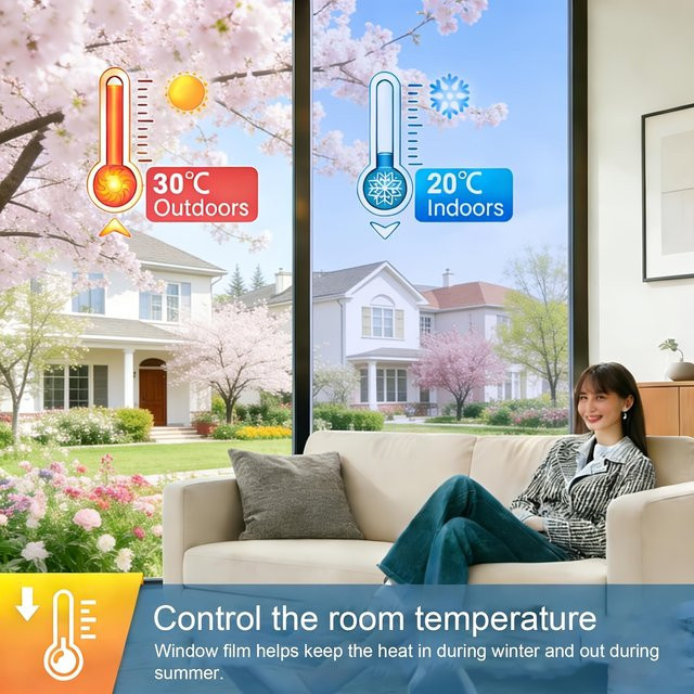 BUNPIG Sichtschutzfolie für Fenster, transparent/silber, statisch haftend mit UV-Schutz und Wärmekontrolle für Haus, Büro und Balkon - Bild 1