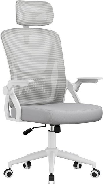 Rattantree Ergonomischer Bürostuhl in Grau mit hoher Rückenlehne, verstellbarer Kopfstütze, hochklappbaren Armlehnen und Wippfunktion - Bild 1