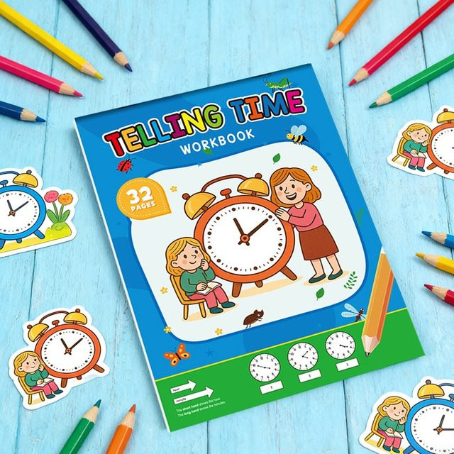 Frühkindliches Lernpuzzle-Zeichenbuch mit Uhr zur Förderung des Zeitverständnisses, 32 Seiten, Mehrfarbig - Bild 1