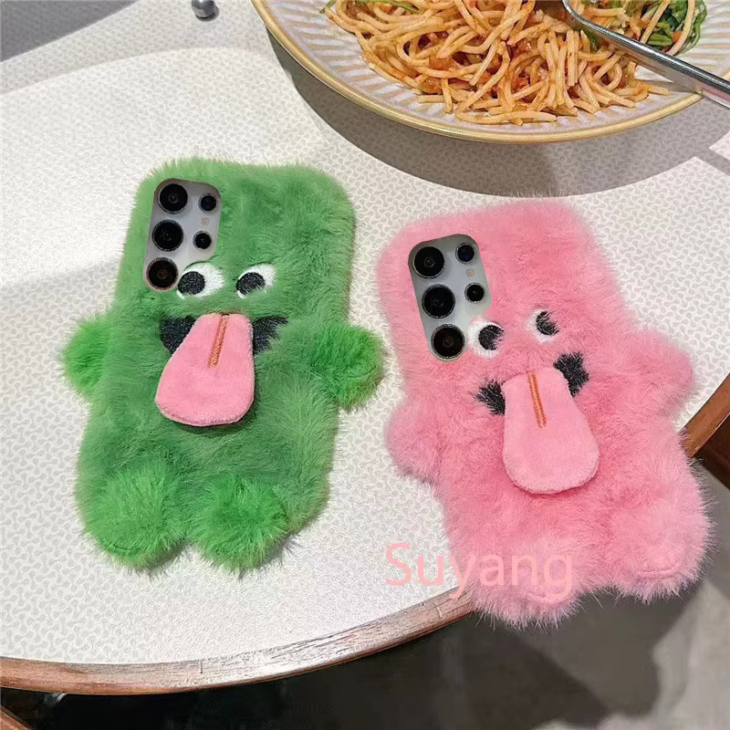 Lustige 3D Plüsch Handyhülle mit magnetischer Zunge für Xiaomi Redmi Note Serie in Pink - Bild 2
