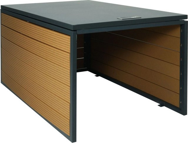 MCW XL Mähroboter-Garage mit Deckel L45 aus WPC Metall in Eiche-Optik, B/T/H: 43 x 70 x 90 cm - Bild 2