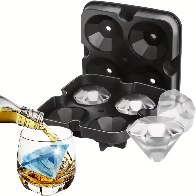 Silikon-Eiswürfelform mit Deckel in Diamant-Schädelform, schwarzer Eisbereiter für Whisky und Cocktails - Bild 2