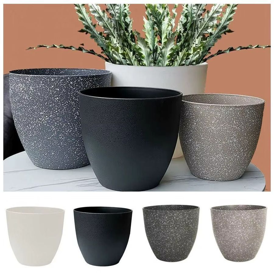 Kreative Mode Blumentopf aus Kunststoff in Weiß im Stein-Look für Sukkulenten und Bonsai - Bild 3
