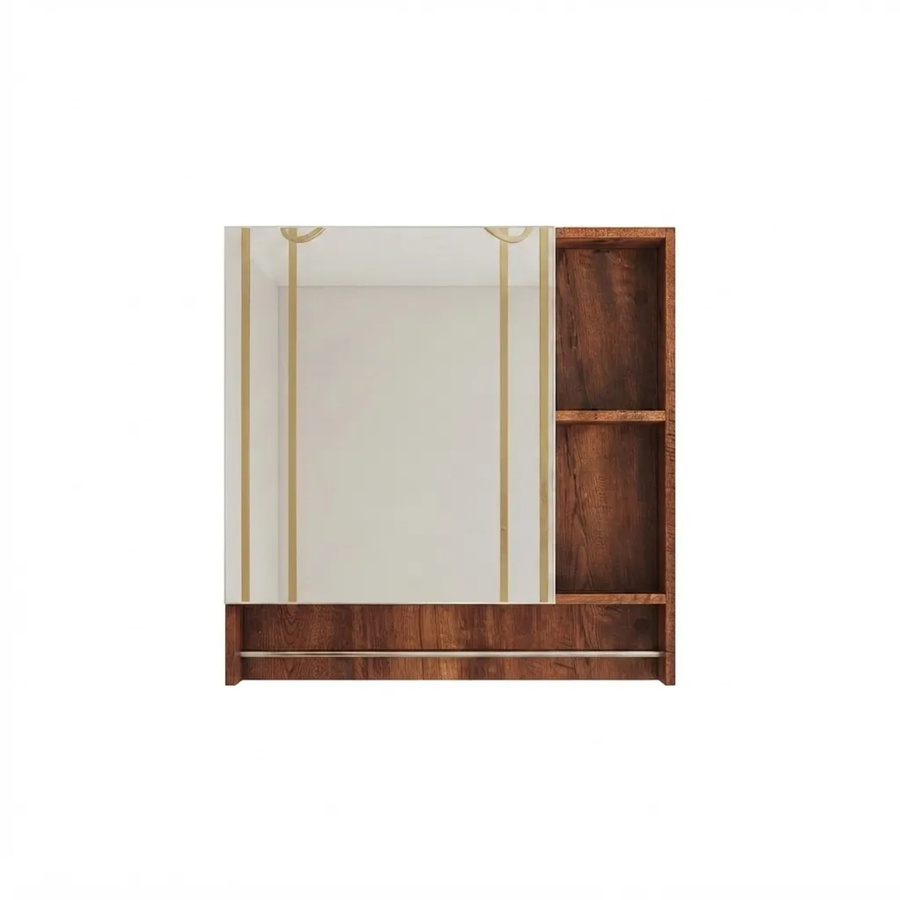 PXloue Spiegelschrank für Badezimmer in Holzfarbe mit Ablagefächern und Glastüren, Wandmontage, Modernes Design - Bild 2