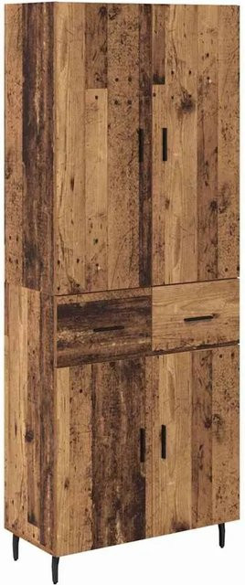 vidaXL Highboard 2-teilig in Altholz-Optik mit Glasfront und Schubladen, Braun, B/T/H: 120 x 69,5 x 180 cm - Bild 1