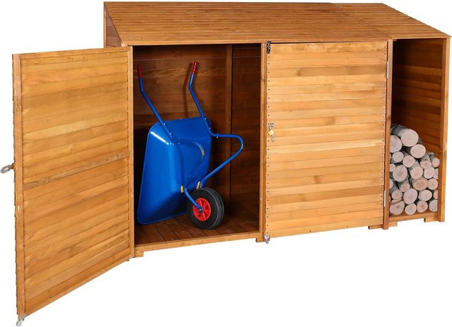 Geräteschuppen MCW J75 aus Tannenholz, naturfarben gebeizt, B/T/H: 180 x 250 x 93 cm - Bild 1